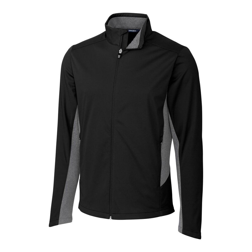 Cutter & Buck Black Navigate Softshell Mens Big and Tall Full Zip Jacket